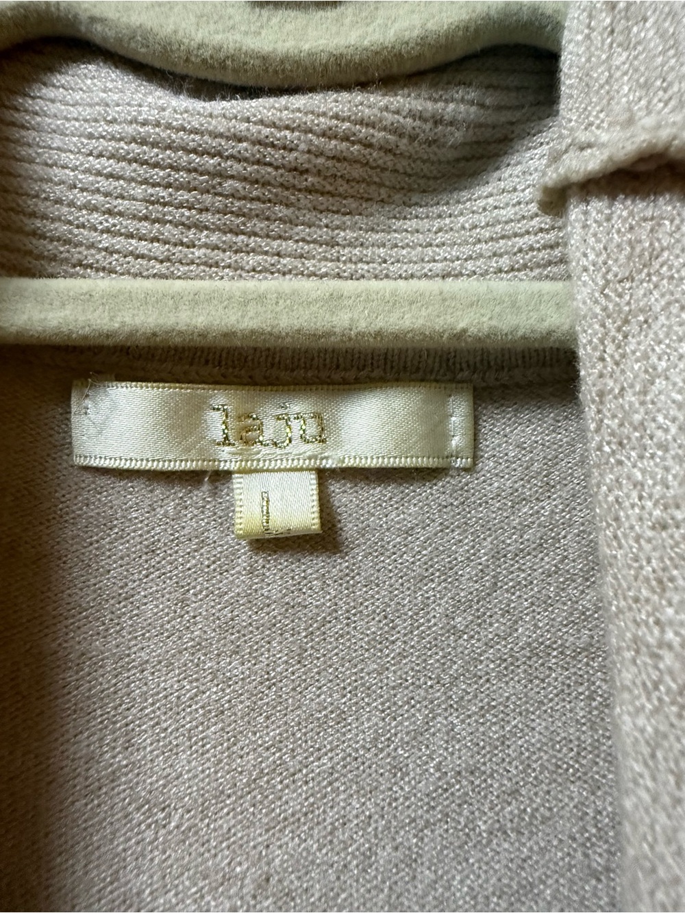Open-Front Light Beige Ribbed Longline Cardigan - Picture 2 of 5